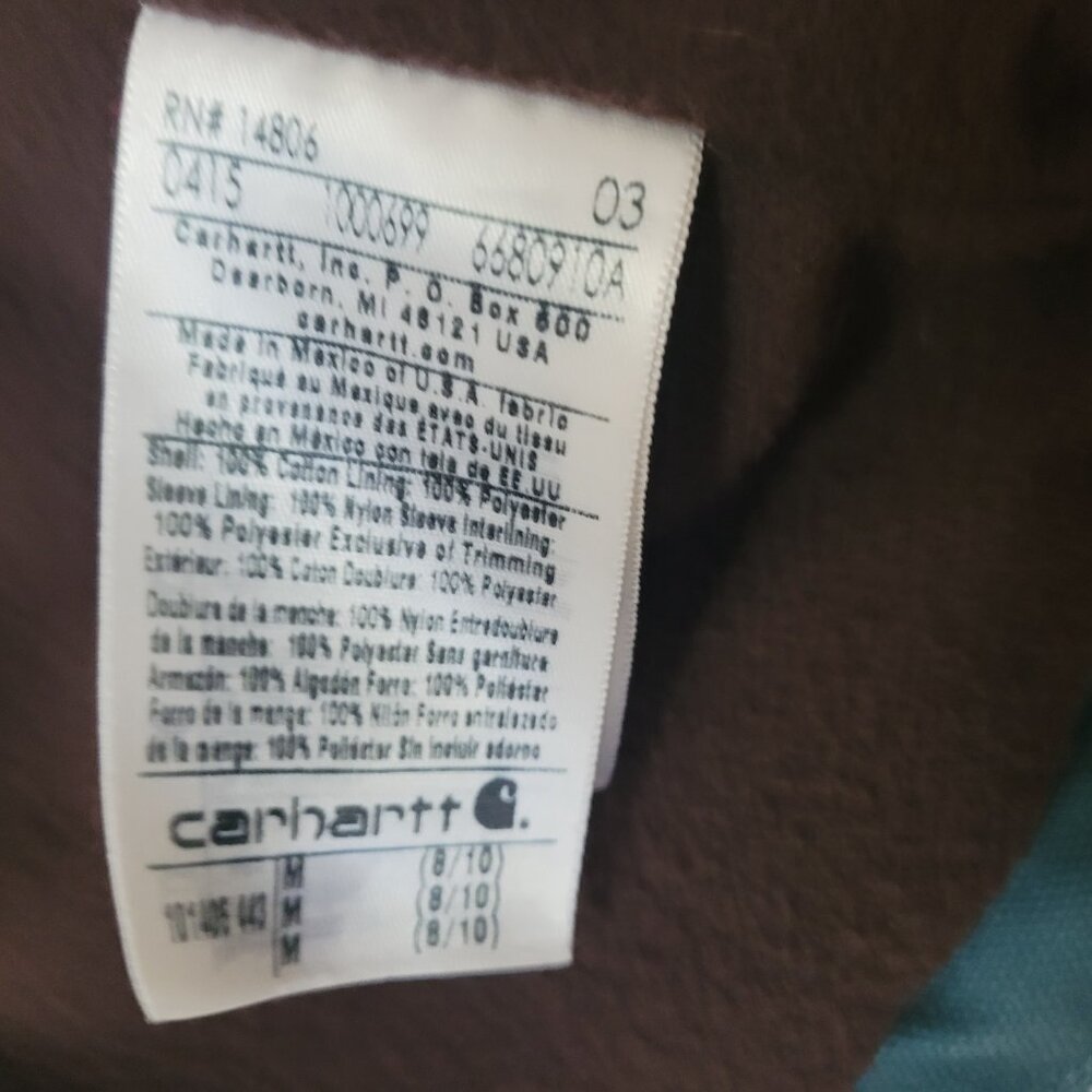 Carhartt Blue Quilted Jacket Womens Size M New Hope Teal - Picture 15 of 15